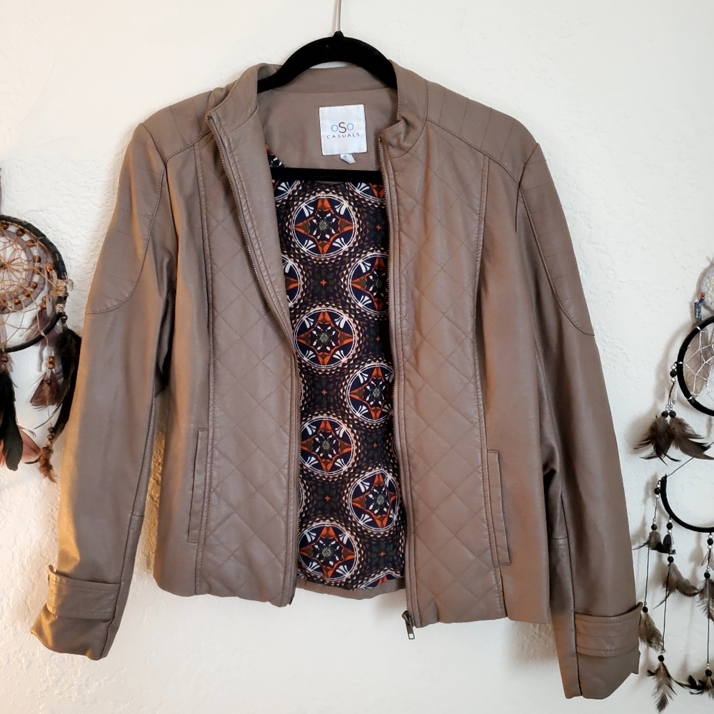 Taupe Faux Leather Jacket